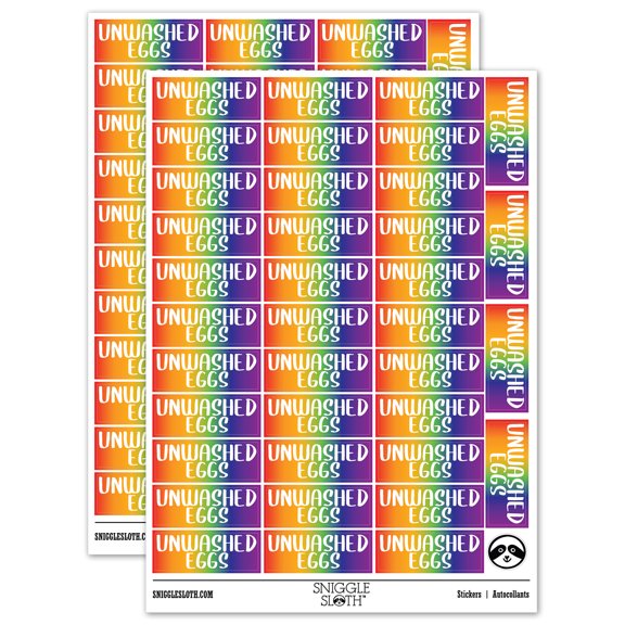 Unwashed Eggs Farm Chicken Duck Goose Quail Label Carton Sticker Set - Rainbow - Matte Finish - 1.5" Small