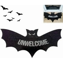 Unwelcome Bat Door Mat,Unwelcome Shaped Bat Coir Mat Halloween,Gothic Coir Rug for Front Door,Halloween Decorations Outdoor,Spooky New Home Closing Housewarming Gift (14.56x31.5 in)