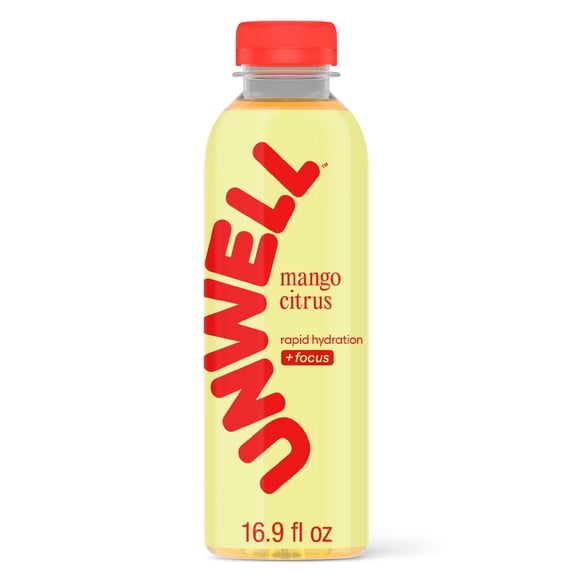 Unwell Hydration Electrolyte Drink for Rapid Hydration + Focus – Mango Citrus 16.9 fl oz