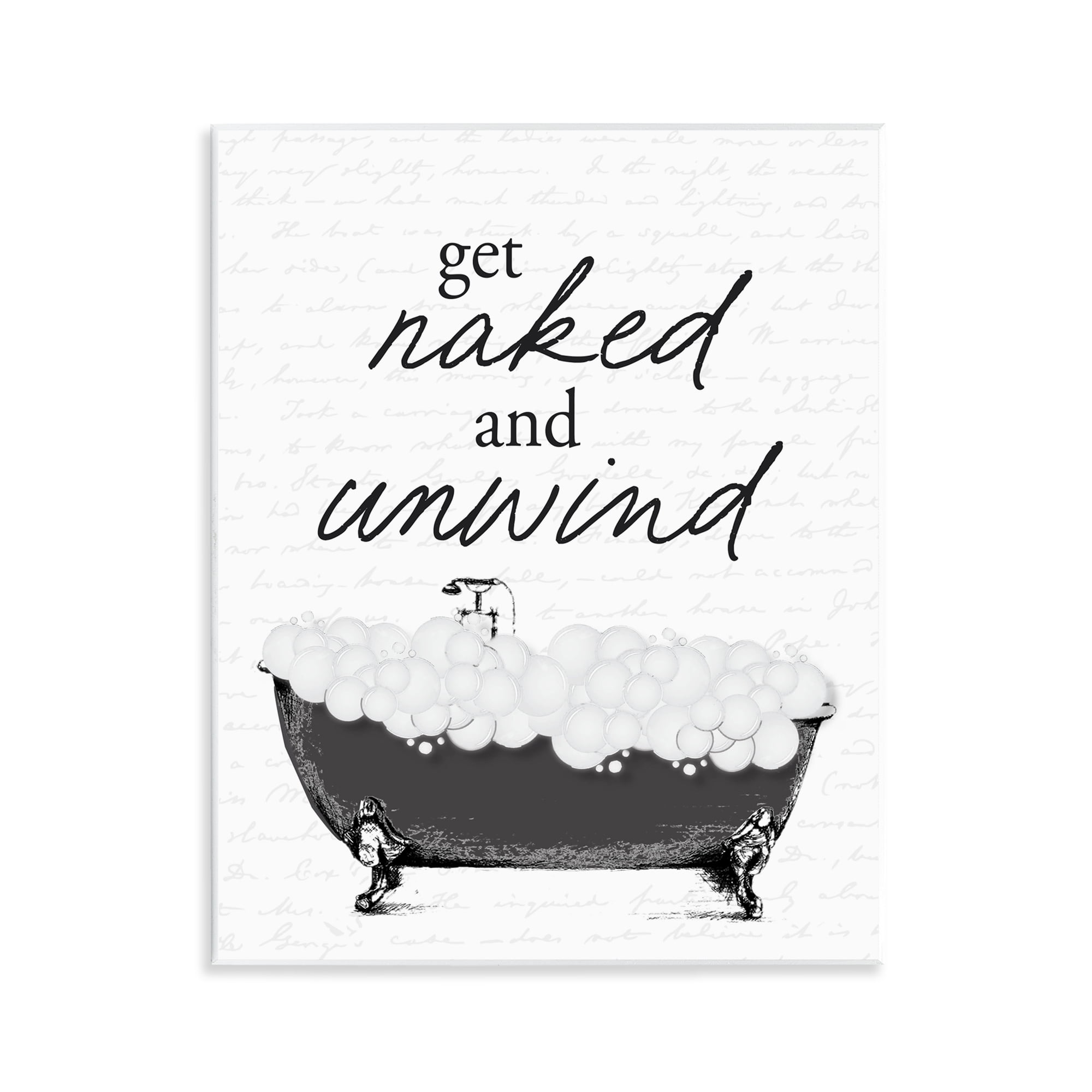 Unwind Bubble Bath Wall Plaque Art, design by Lettered and Lined