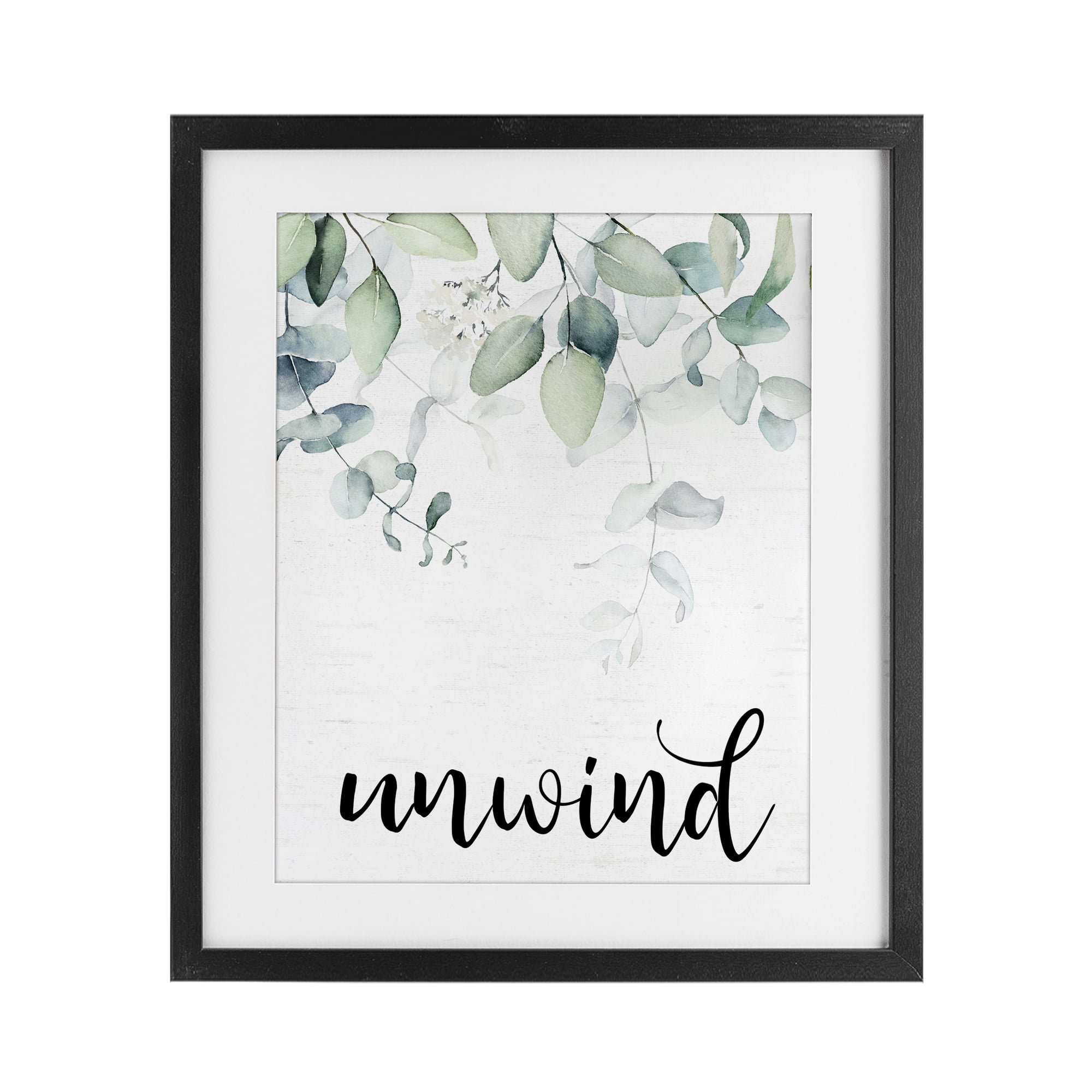 Unwind Leafy Herbs Black Framed Print Under Glass, design by Lettered and Lined
