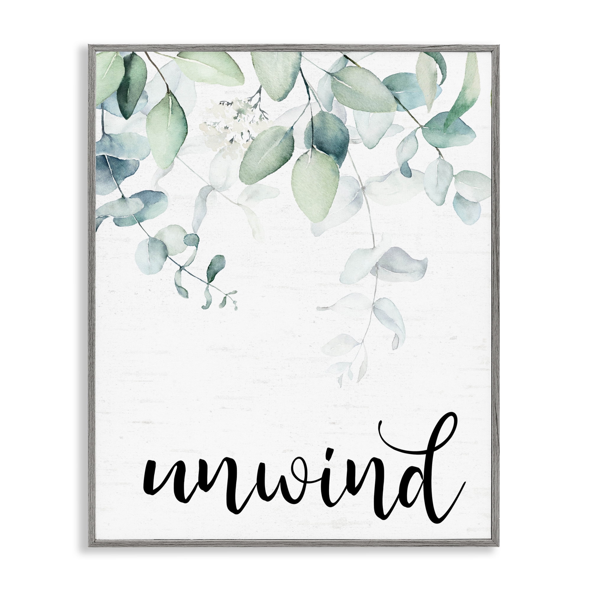 Unwind Leafy Herbs Gray Framed Giclee Art, design by Lettered and Lined