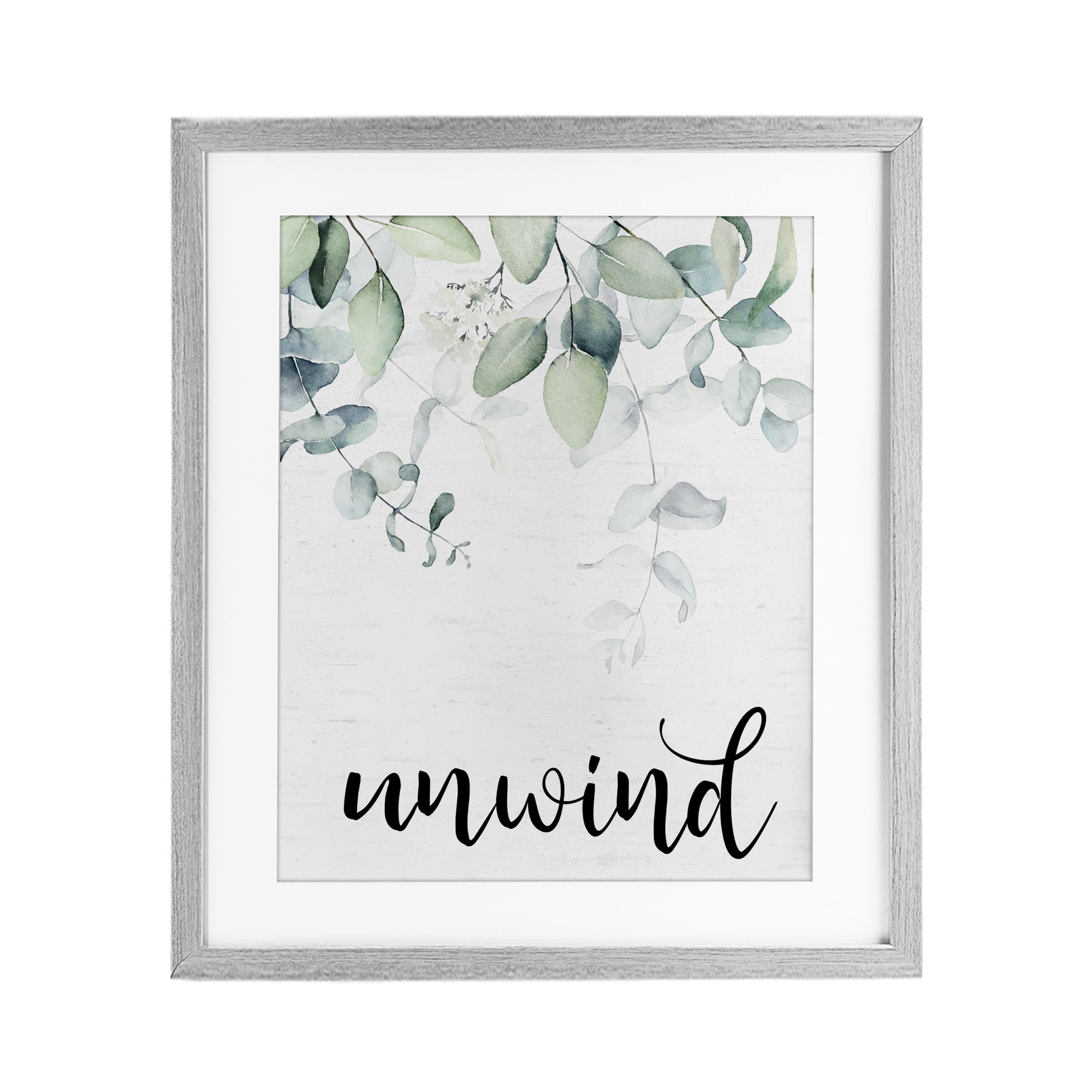 Unwind Leafy Herbs Gray Framed Print Under Glass, design by Lettered and Lined