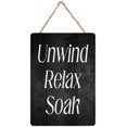 Fun Restyraunt Signs Unwind Relax Soak Funny Wooden Hanging Sign 12 x 8 Inch - Bathroom ...