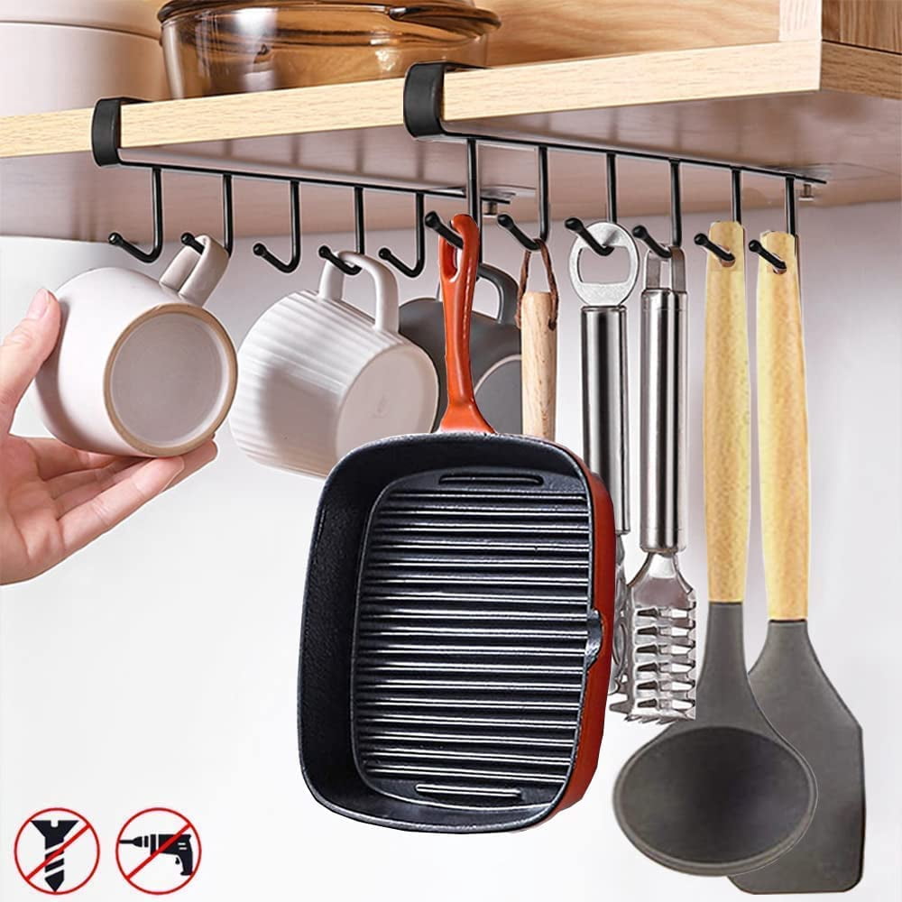 Unyks Star Metal 6 Hooks Under Shelf Cup Holder Multifunctional Kitchen ...