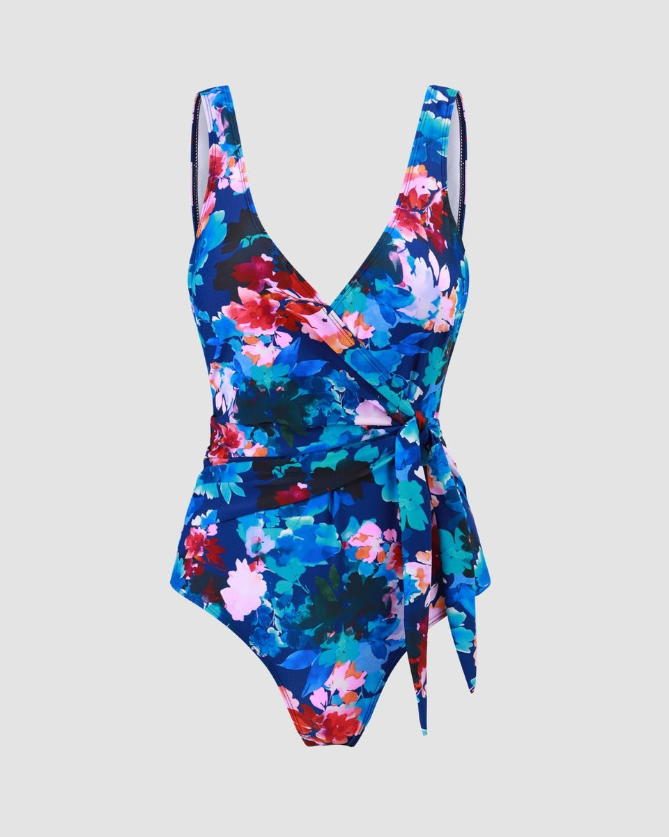 Unystyle Womens Plus Size One Piece Swimsuits Floral Print V Neck