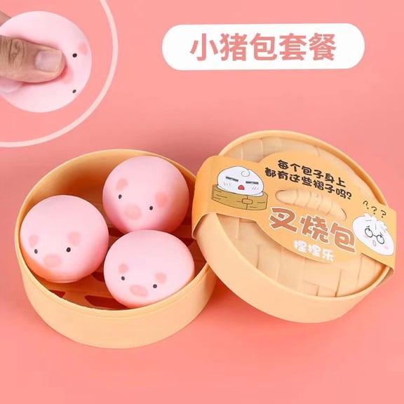Unzip Bun Squeeze Toy Set Slow Rising Steamed Bun Fidget Toy Multi Sensory Tactile Play