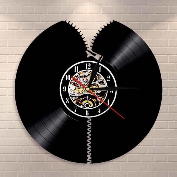 Unzip Wall Clock Zipper Vinyl Wall Clock,Vinyl Record Clock Wall Art Black Handmade Art Home Unique Gift idea