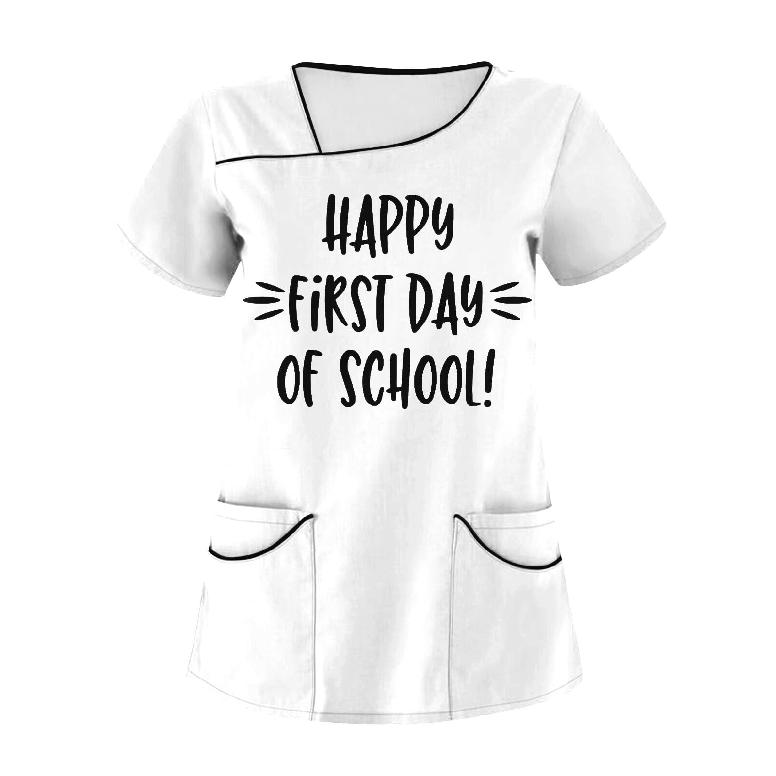 UoCefik 100th Day Of School Kindergarten Teacher V Neck Scrubs for