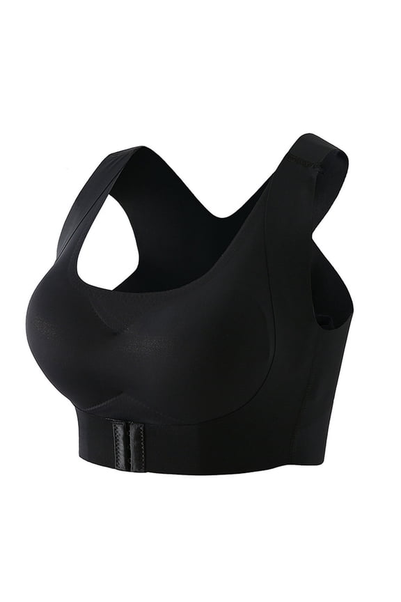 2-in-1 Kyphosis Posture Corrector Bra,Back Shoulder Shaper Seamless Bra Black L