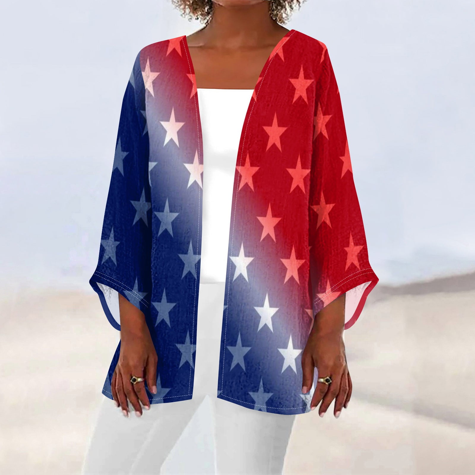 UoCefik 4th of July T-Shirt for Womens 3/4 Sleeve Patriotic ...
