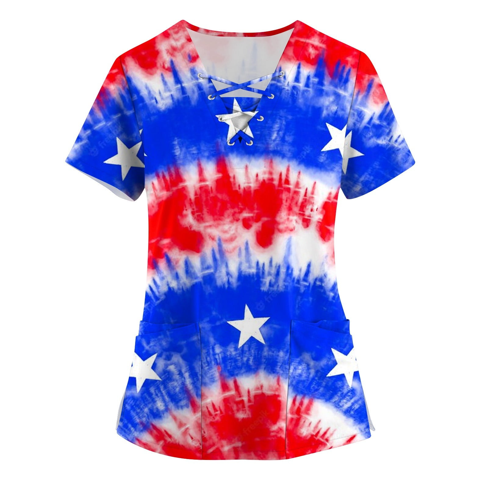 UoCefik 4th of July Tee Shirts for Women V Neck Patriotic USA Flag