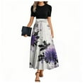 thumbnail image 1 of UoCefik Boho Maxi Dresses For Women 2025 Flowy Floral Elegant a Line Dresses Tie Belted Short Sleeve Ruffle Hem Casual Summer Dress Purple S, 1 of 4