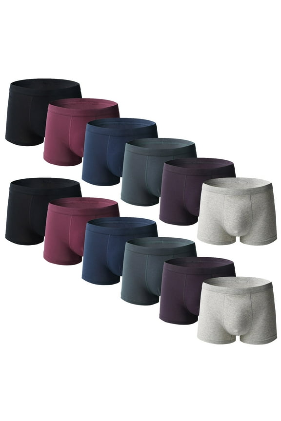 Cotton Boxer Briefs for Men 6-Pack Soft Breathable Trunks Wicking Comfortsoft Covered Elastic Waistband Boxers,black,white,gray,blue,wine,purple 3XL