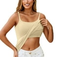 thumbnail image 1 of UoCefik Cotton Tank Top With Built In Bra for Women Adjustable Spaghetti Strap Camisole Tops Workout Yoga Tops Casual Padded Undershirts Khaki L, 1 of 5