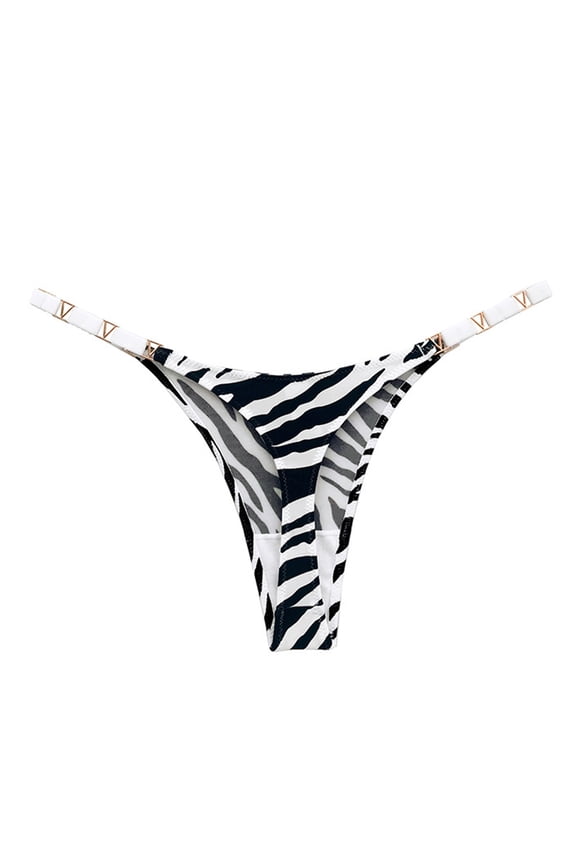 Cute Underwear for Women Thongs V-shape Breathable Thongs Comfortable Solid Color Underwear Seamless Strap G-String Soft Low Rise Panties Zebra S