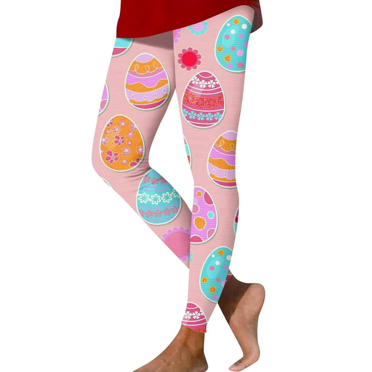 UoCefik Easter Leggings for Women High Waisted Easter Eggs Bunny Rabbit  Tummy Control Leggings Funny Print Workout Tights Sports Yoga Pant Pink S