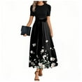 thumbnail image 1 of UoCefik Formal Dresses For Women Elegant Floral Summer Maxi Dress Wrap Short Sleeve Patchwork Fashion Casual Flowy Wedding Guest Dresses Black XXL, 1 of 4