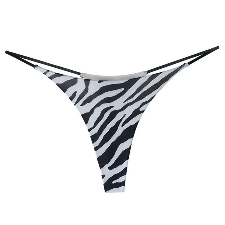 UoCefik Funny Thong Underwear Women Strap Stretch Sexy G-String Personalized  Low Rise Women's Underwear Briefs Seamless V-shape Panties Breathable Print  Thongs Zebra XXL 