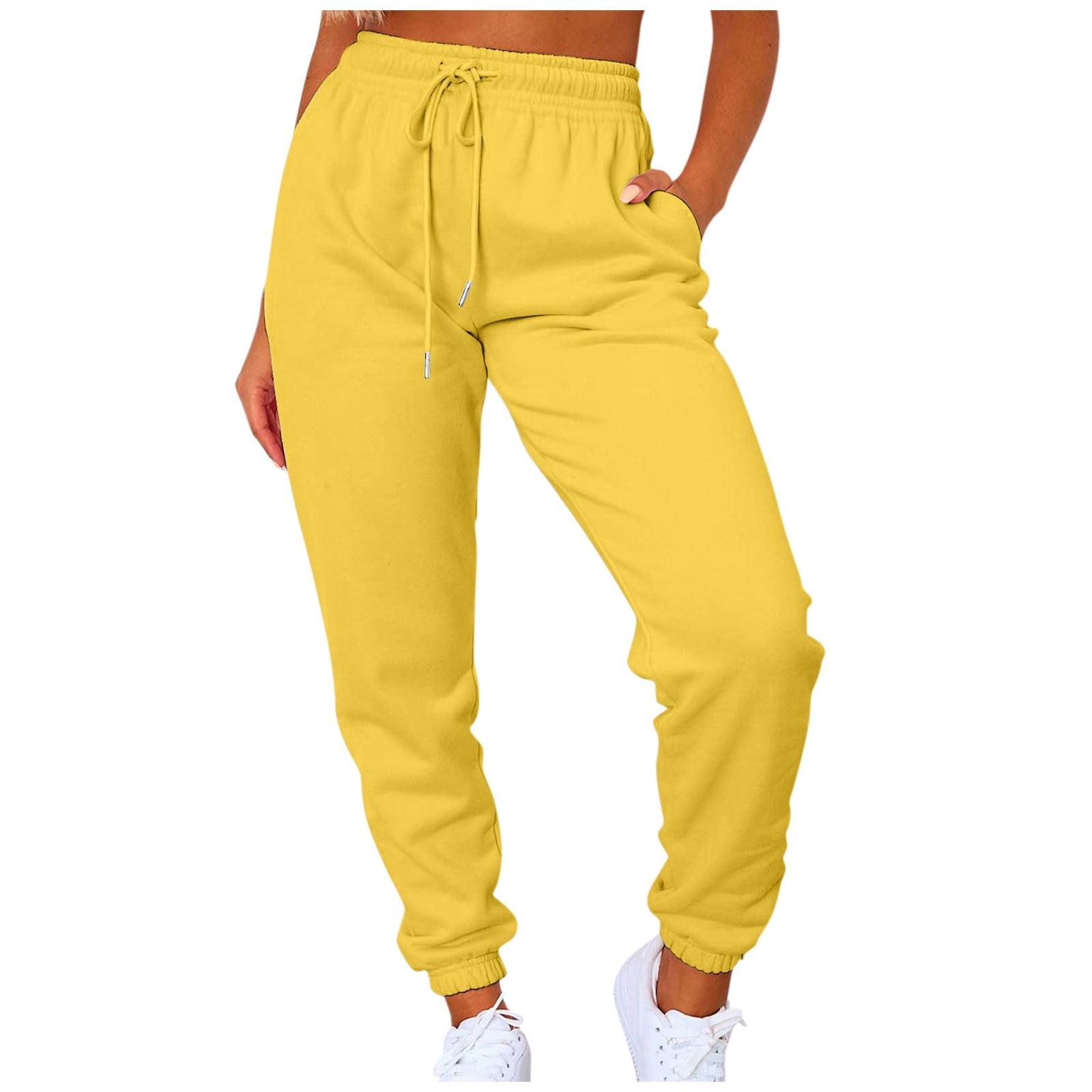 UoCefik Gray Sweatpants Women Plus Elastic Waist Cinch Bottom Solid ...