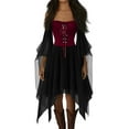thumbnail image 1 of UoCefik Halloween Costume Womens Gothic Witch Medieval Dress Plus Size Renaissance Cosplay Vintage Maxi Dress Long Sleeve Splicing Solid Retro Gown Button Irregular Dress, Wine 3XL, 1 of 7