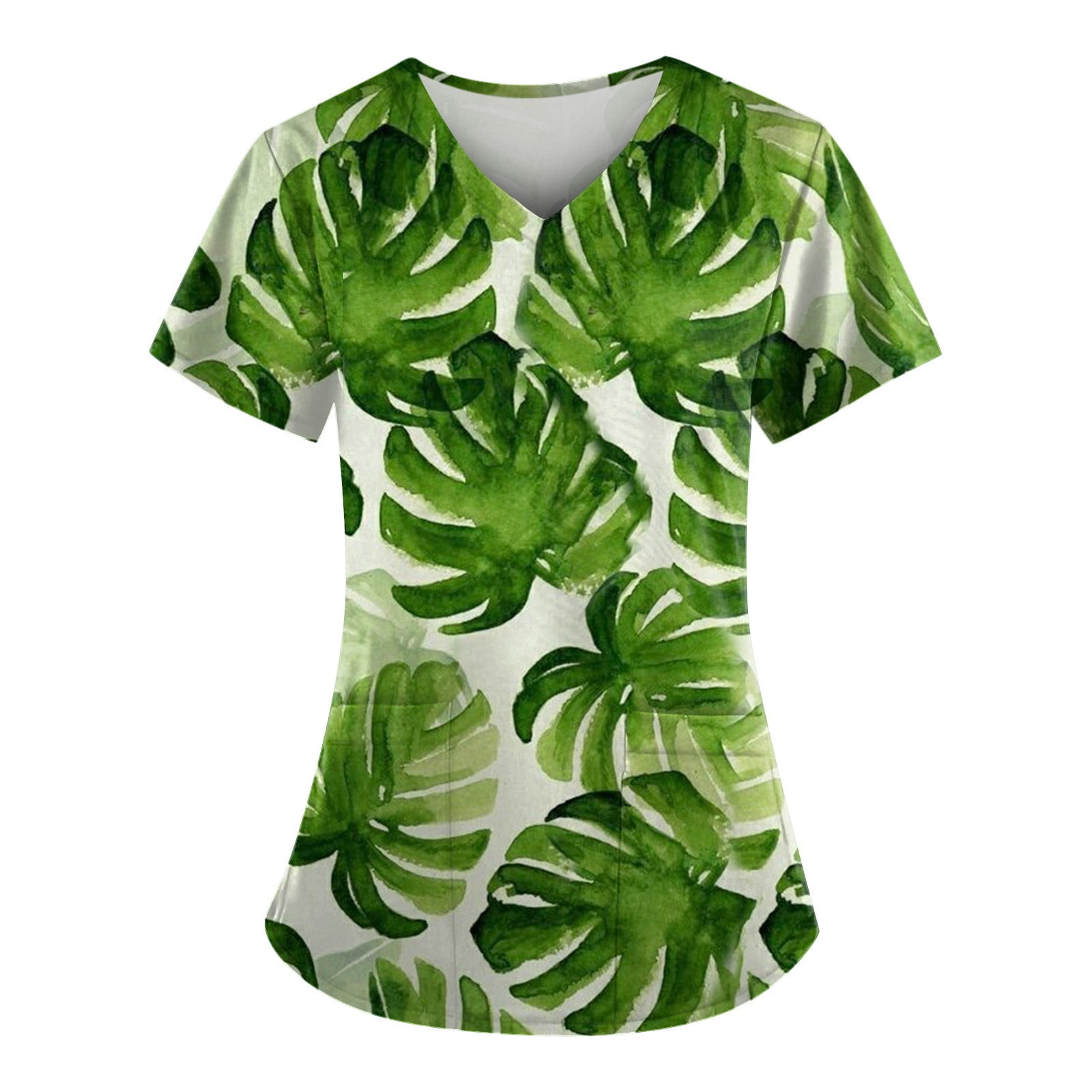 UoCefik Hawaiian Scrubs Women Plus Size Cute 2024 Short Sleeve V Neck