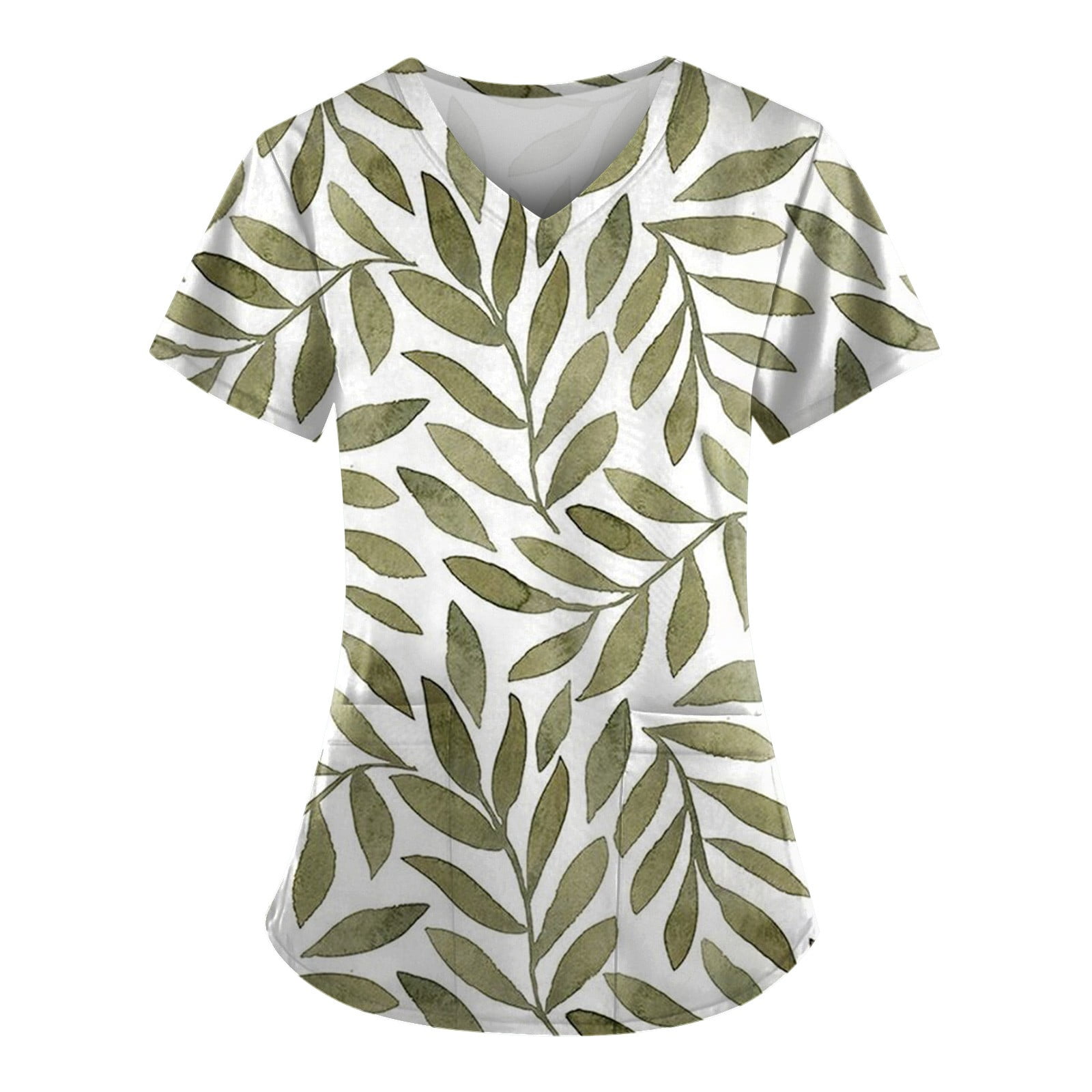 UoCefik Hawaiian Scrubs for Women Tops Sexy Stretch 2024 Tropical Print