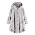 UoCefik Junior Women Fleece Jacket Oversized Hooded Coat Fuzzy Winter