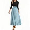 thumbnail image 1 of UoCefik Long Floral Dresses for Women 2025 Elegant Boho Tie Belted Patchwork Empire Waist 3/4 Sleeve Modest Flowy Maxi Dress 2025 Light Blue S, 1 of 4