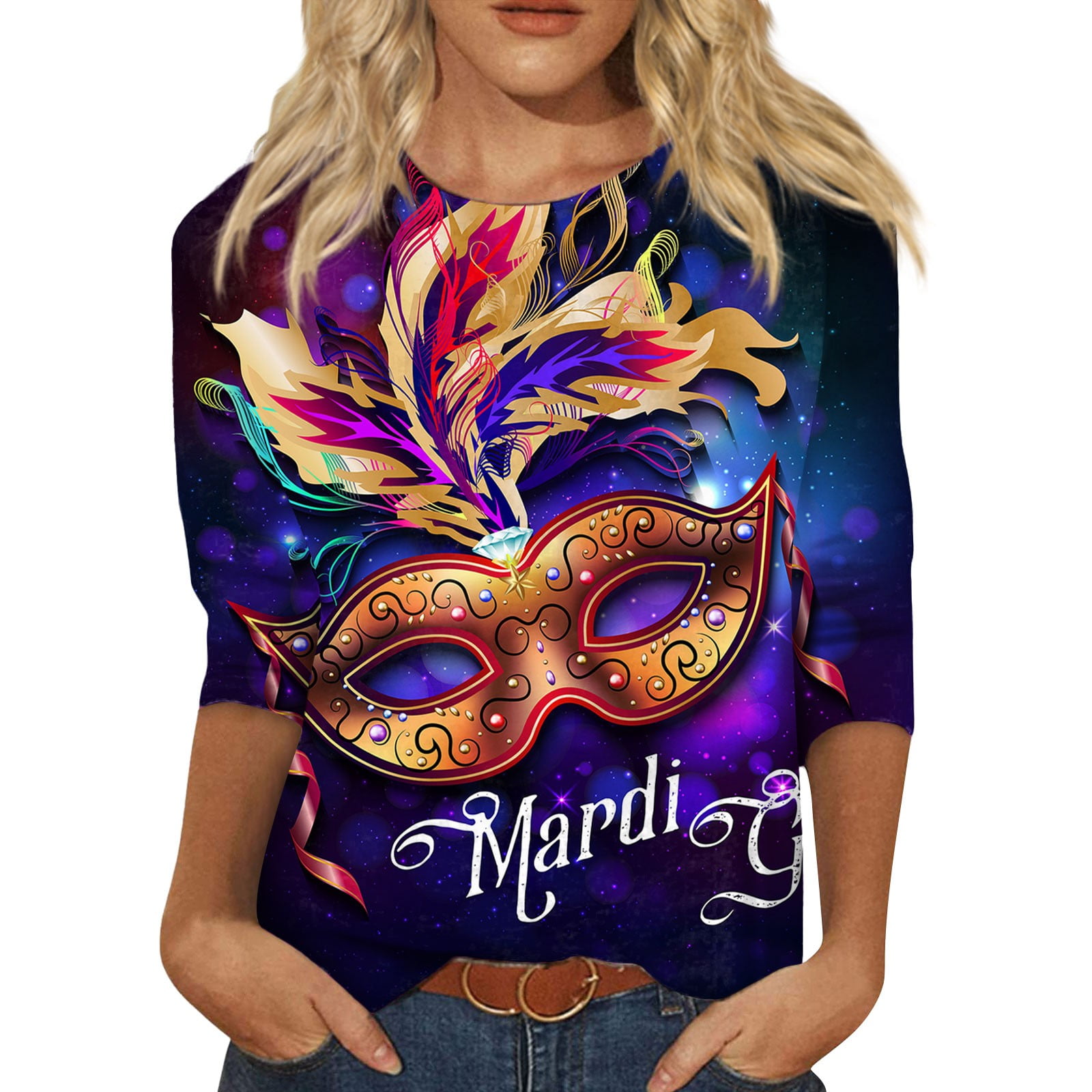 UoCefik Mardi Gras Outfit for Women Dress Party Carnival Shirt Graphic ...