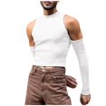 thumbnail image 1 of UoCefik Mens Cold Shoulder T-shirts Mock Neck Knit Tee Tops Sports Fitness Fashion Streetwear Slim Fit Tops White XXL, 1 of 4