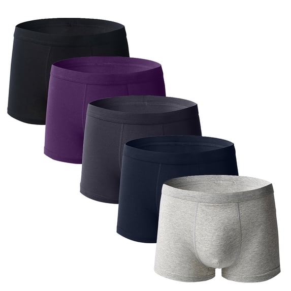 UoCefik Mens Cotton Boxer Briefs Short Leg Wicking Breathable Trunks Soft Comfortable Covered Elastic Waistband Boxers 5-Pack,black,gray,dark gray,blue,purple XL