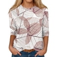 thumbnail image 1 of UoCefik Oversized Tshirts Shirts for Women Elbow 3/4 Length Sleeve Floral Womens Work Shirts or Blouses Half Sleeve V Neck Plus Size Dress Blouses Womens Dress Tops for Older Women Pink 3XL, 1 of 5