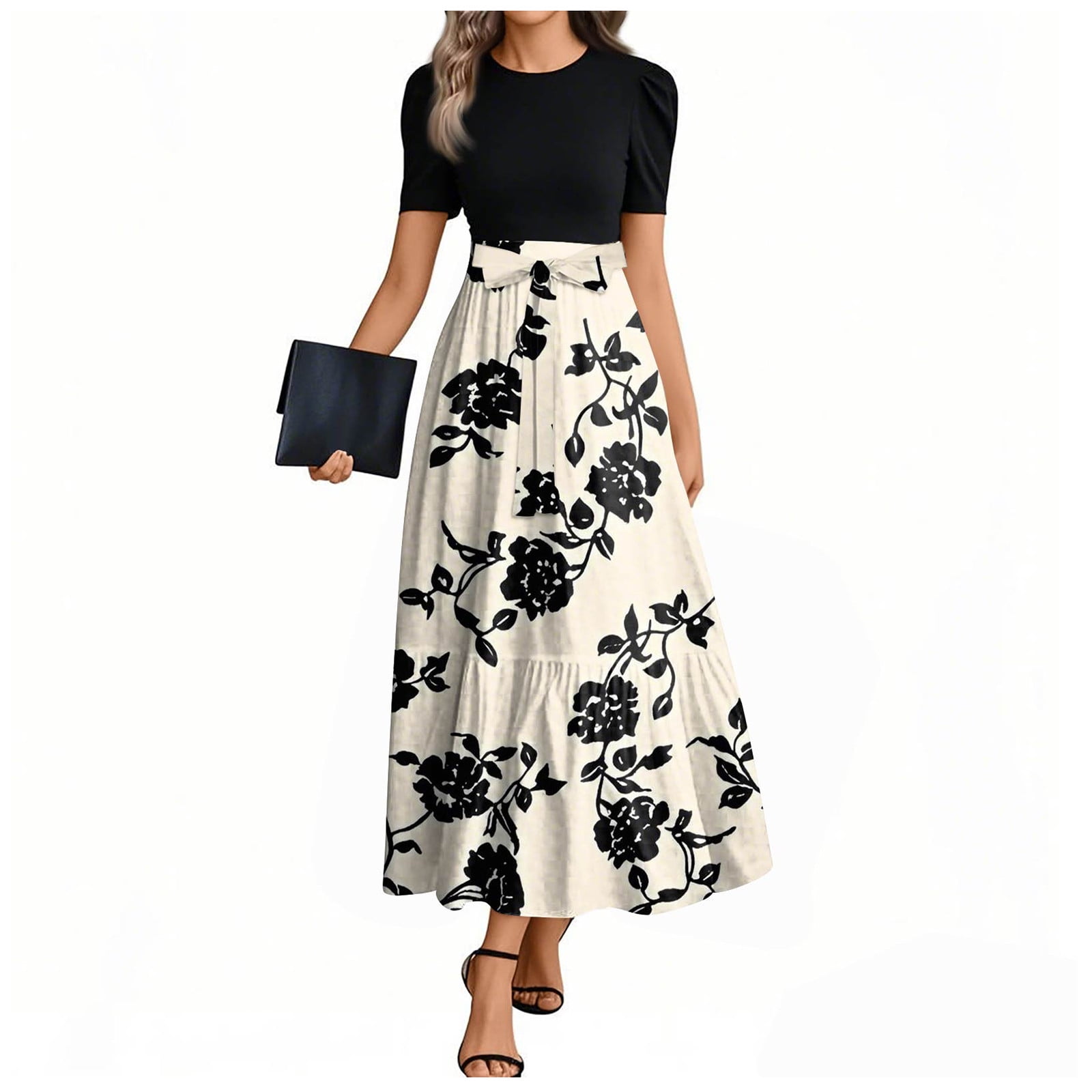 Elegant Ikaika Plus Size Floral Embroidered Maxi Dress with Dramatic Cape Sleeves main image 1