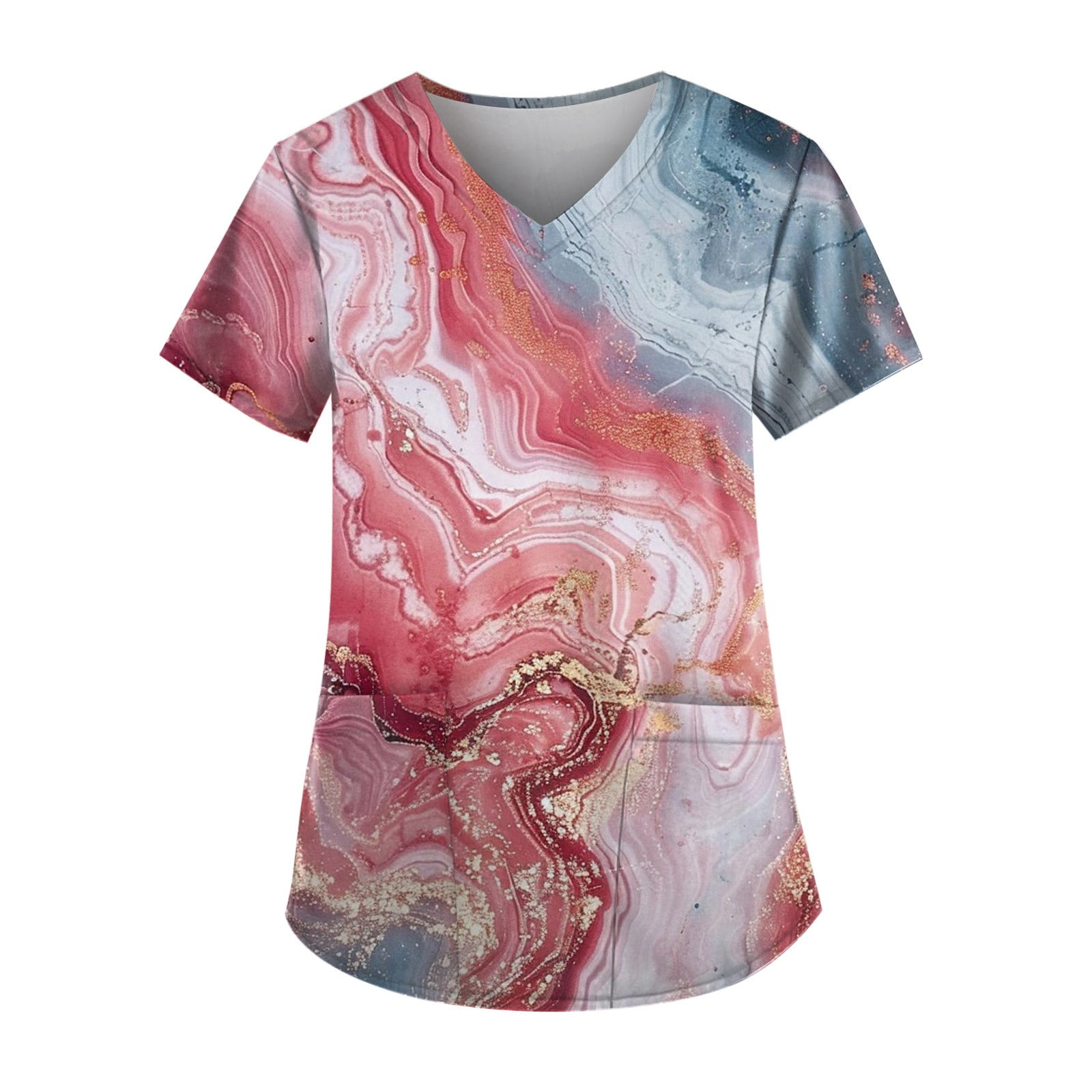 UoCefik Plus Size Scrubs for Women Stretch Soft Summer V Neck Short