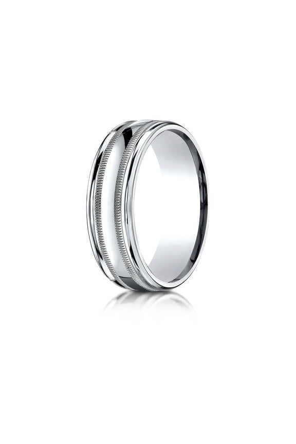Benchmark� 10k Gold 7mm Comfort-fit High Polished With Milgrain Round Edge Carved Design Wedding Band Ring