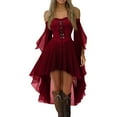 thumbnail image 1 of UoCefik Renaissance Faire Costume Women Off The Shoulder Halloween Dress Cos Costumes Plus Size Gothic Clothes Deep Red 3XL, 1 of 5