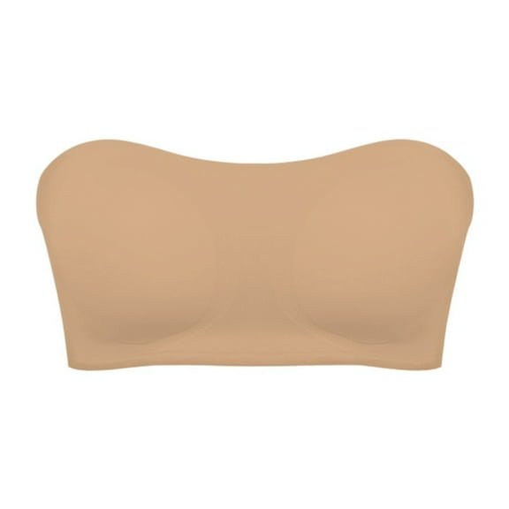 UoCefik Strapless Bras for Women Bandeau Bralette Seamless Wireless Strapless Bra Padded Tube Top Camel 36