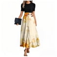 thumbnail image 1 of UoCefik Summer Maxi Dresses For Women 2025 Floral Elegant Long Dress with Belt Short Sleeve Ruffle Hem Casual Flowy Wedding Guest Dresses Yellow M, 1 of 4