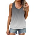 thumbnail interactive-video image 1 of UoCefik Summer Tank Tops For Women 2025 Loose Fit Pleated Scoop Neck Shirts Casual Sleeveless Tops Banded Bottom Pink L 1 of 1