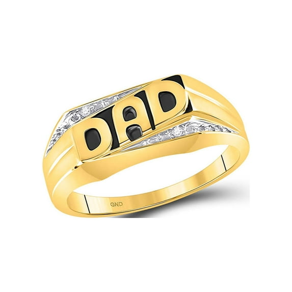 FB Jewels 10kt Yellow Gold Mens Round Diamond Dad Father Ring .01 Cttw