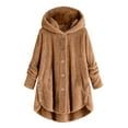 thumbnail image 1 of UoCefik Sweater Coats for Women Winter Oversized Fleece Jackets Fuzzy Warm Button Down Cardigan Hooded Outwear Jacket Earthy Yellow L, 1 of 5