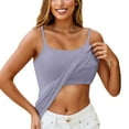 thumbnail image 1 of UoCefik Built In Bra Camisoles for Women Trendy Adjustable Spaghetti Strap Tank Top Plus Size Basic Padded Cotton Undershirts Light Blue M, 1 of 7