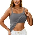 thumbnail image 1 of UoCefik Tank With Built In Bra for Women Trendy Adjustable Spaghetti Strap Camisole Tops Summer Padded Cotton Undershirts 2025 Tank Tops Dark Gray XL, 1 of 6