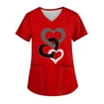 thumbnail image 1 of UoCefik Valentine's Day Jogger Scrubs for Women Love Heart Printed Funny Nursing Uniforms Working Holiday Short Sleeve V-Neck T-Shirt Nurse Scrubs Top with Pockets Deep Red M, 1 of 3