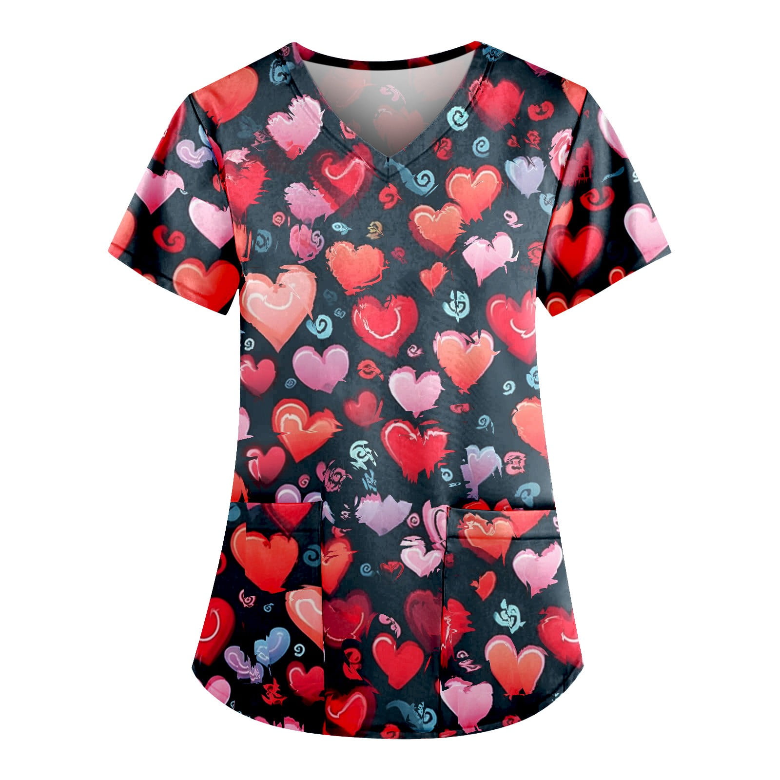 UoCefik Valentines Day Christmas Scrub Tops Women Plus with Pockets ...