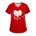 thumbnail image 1 of UoCefik Valentines Day Medical Scrubs for Women Heart Print Medical Nursing Uniforms Funny Nurse V Neck Short Sleeve Tshirts Cute Scrub Shirt Tops with Pockets Red XXL, 1 of 4