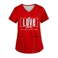 thumbnail image 1 of UoCefik Valentines Day Scrub Tops for Women Plus Size Love Heart Print Medical Nursing Uniforms Holiday Funny V-Neck Short Sleeve Tshirt Plus Size Scrubs Top with Pockets Hot Pink XL, 1 of 4