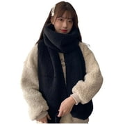 UoCefik Warm Scarf for Women Winter Soft Long Fluffy Cold Weather Fleece Scarfs Gifts Thick Women's Lightweight Scarves Black Free size