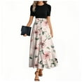 thumbnail image 1 of UoCefik Women Dresses For Wedding Guest Flowy Floral Short Sleeve Long Dress with Belt Elegant Empire Waist Cocktail Summer a Line Dresses Pink M, 1 of 4